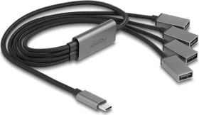 DeLOCK 4-Port USB Kabel-Hub , 4x USB-A 2.0, USB-C 2.0 [Stecker] (64210)