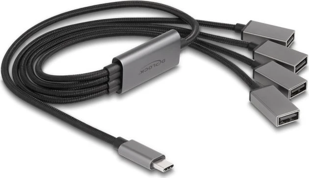 DeLOCK 4-Port USB Kabel-Hub , 4x USB-A 2.0, USB-C 2.0 [Stecker]