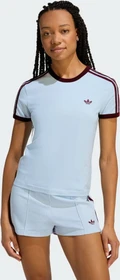 adidas 3-Streifen Slim T-Shirt kurzarm crystal sky/maroon (Damen)