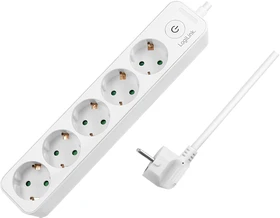 LogiLink Steckdosenleiste, 5-fach, Schalter, 1.5m, weiß