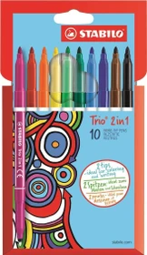 STABILO Trio 2 in 1 ohne Hautfarbe sortiert, 10er-Set, Kartonbox