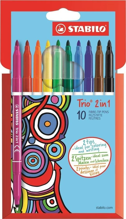 STABILO Trio 2 in 1 ohne Hautfarbe sortiert, 10er-Set, Kartonbox