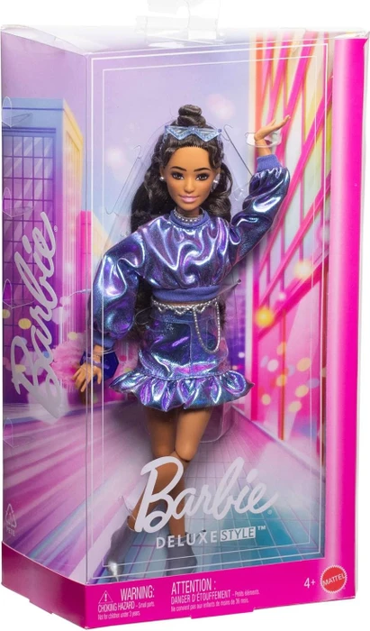Mattel Barbie - Deluxe Puppe Nr. 7 mit blauem Metallic-Top und Rock