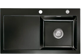 systemceram Mera 90 Einbau Becken rechts mit Ablauffernbedienung nero