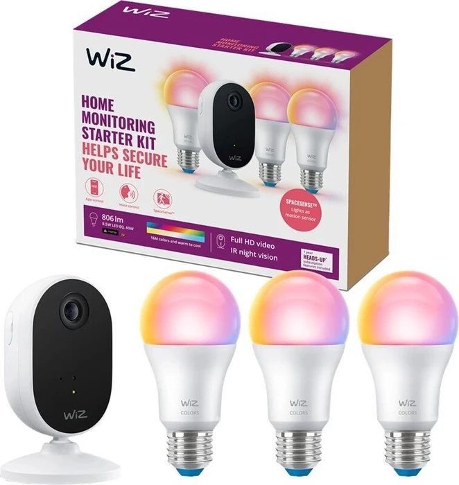 WiZ Colors LED Birne 8.5W E27 A60 Home Monitoring Starter-Set
