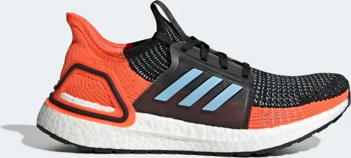 adidas Ultraboost 19 core black/glow blue/hi-res coral (Damen)