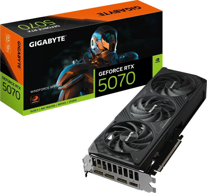 GIGABYTE GeForce RTX 5070 Windforce SFF 12G, 12GB GDDR7, HDMI, 3x DP