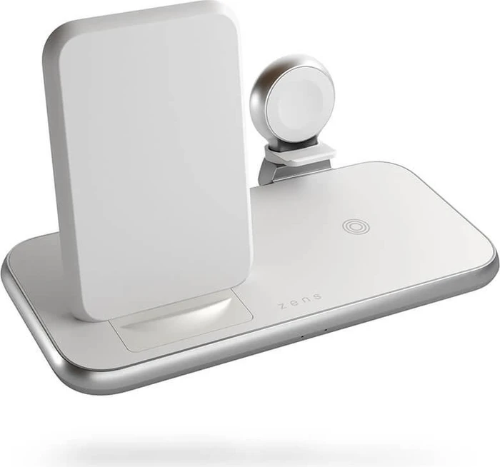 Zens 4 in 1 Stand+Watch Wireless Charger Aluminium weiß
