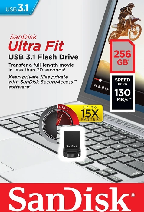 SanDisk Ultra Fit 256GB, USB-A, USB 3.2 Gen 1×1