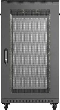 Lanberg 19" Rackschrank 22HE, freistehend, Flat Pack, Gitternetztür, IP20, RAL 9004, 1000mm tief