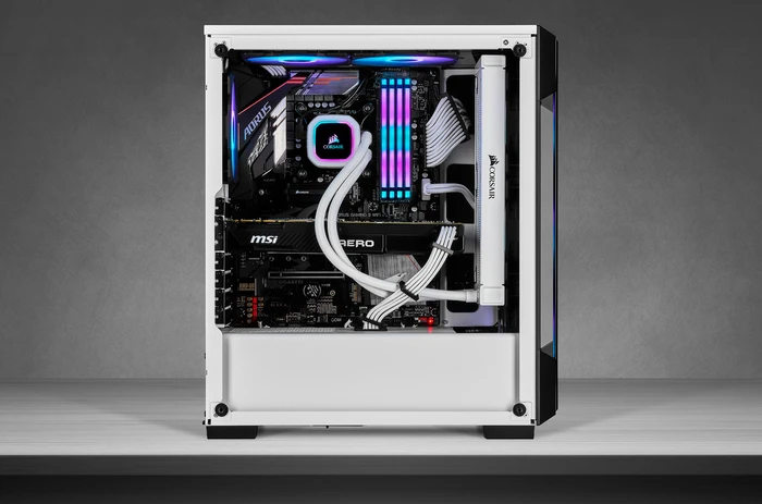 Corsair iCue 220T RGB, weiß, Glasfenster
