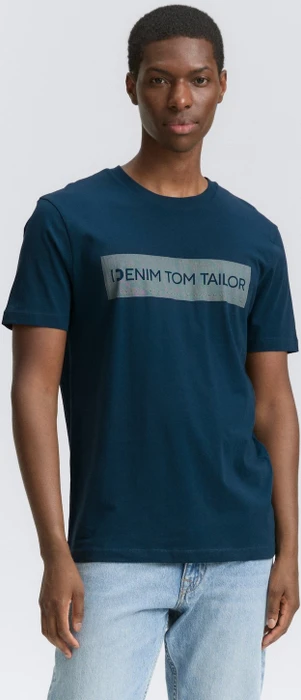 Tom Tailor Basic mit Logo-Print T-Shirt kurzarm deep pond green (Herren)