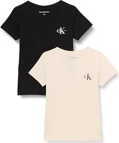 Calvin Klein V-Neck 2er-Pack T-Shirt kurzarm moonbeam/ck black (Damen)
