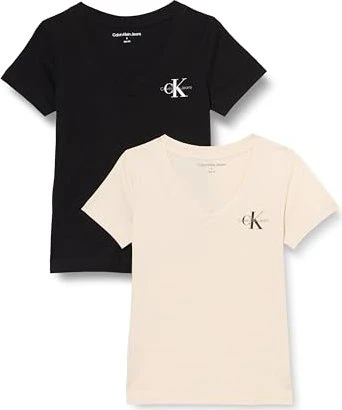Calvin Klein V-Neck 2er-Pack T-Shirt kurzarm moonbeam/ck black (Damen)