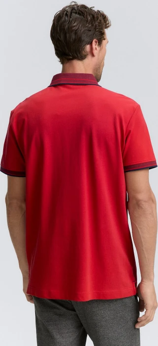 Tom Tailor Piqué mit Stretch Poloshirt kurzarm samba red (Herren)