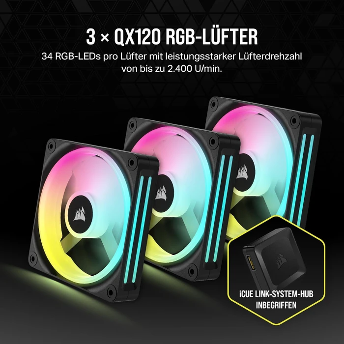 Corsair Hydro X Series iCUE LINK XH405i RGB Pro Custom Cooling Kit, schwarz