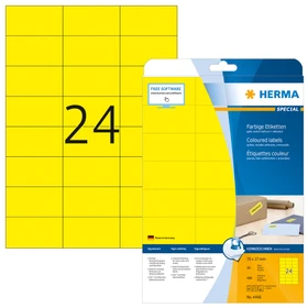 Herma Etiketten, 70x37mm, ablösbar, gelb, 20 Blatt (480 Etiketten)
