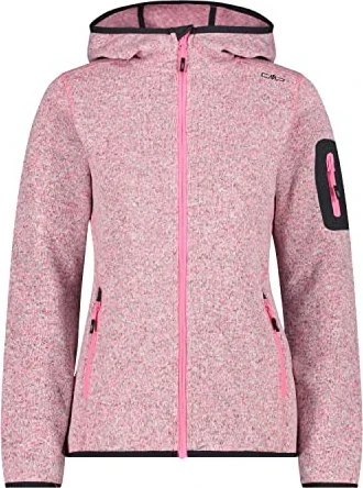 CMP Knit Tech Fleece Hoody Jacke meliert pink fluo/bianco (Damen)