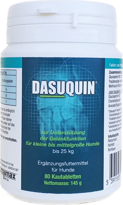Ecuphar Dasuquin S-M Kautabletten für kleine/mittelgroße Hunde bis 25kg, 80 Stück