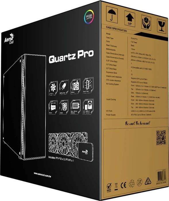 AeroCool Quartz Pro RGB, Glasfenster