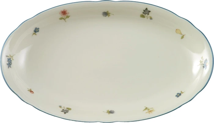 Seltmann Weiden Marie-Luise Streublume Rand 30308 Beilagenplatte 23.4x13.8cm blauer
