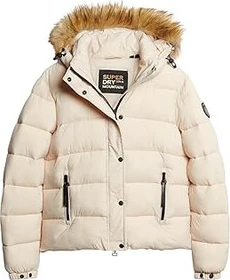 Superdry Faux Fur Short Hooded Puffer Jacke rainy day grey (Damen)