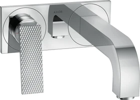 Hansgrohe Axor Citterio 2-Loch Waschbeckenarmatur mit Hebelgriffen Platte und Rautenschliff 220mm chrom