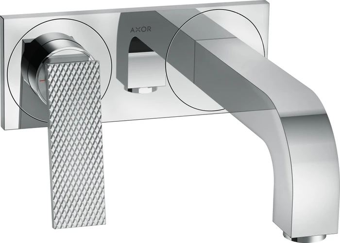 Hansgrohe Axor Citterio 2-Loch Waschbeckenarmatur mit Hebelgriffen Platte und Rautenschliff 220mm chrom