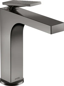 Hansgrohe Axor Citterio 160 Waschbeckenarmatur mit Hebelgriff Ablauffernbedienung und Rautenschliff polished black chrome