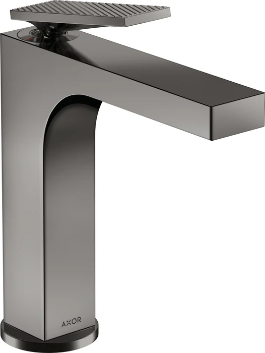 Hansgrohe Axor Citterio 160 Waschbeckenarmatur mit Hebelgriff Ablauffernbedienung und Rautenschliff polished black chrome
