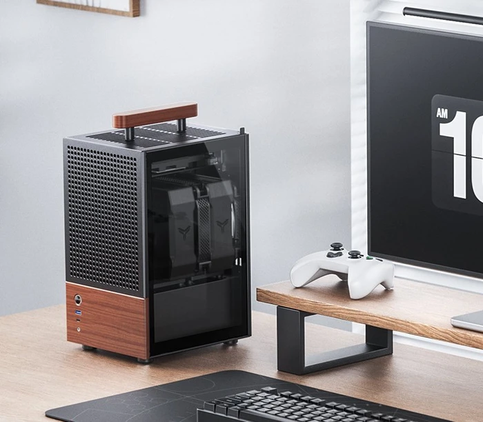 Jonsbo T6 Black, schwarz/braun, Glasfenster, Mini-ITX