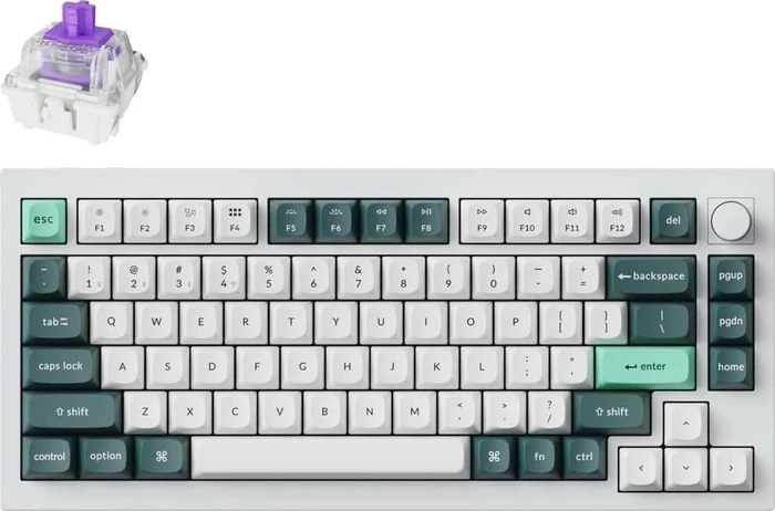 Keychron Q1 HE, Shell White, 75%, PBT, LEDs RGB, Gateron 2.0 Magnetic Nebula, USB/Bluetooth, US