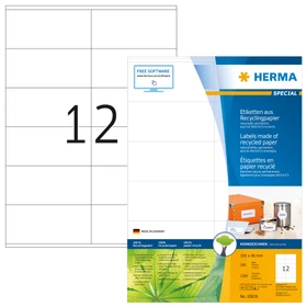 Herma Etiketten Recycling, 105x48mm, weiß, matt, 100 Blatt (1200 Etiketten)
