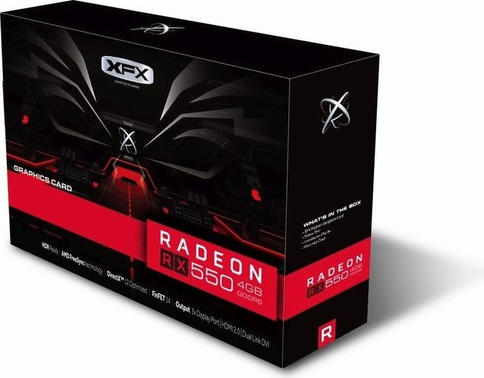 XFX Radeon RX 550 Slim Single Slot, 4GB GDDR5, DVI, HDMI, DP