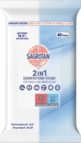 Sagrotan 2in1 Hand-/Flächendesinfektionstücher, 40 Stück
