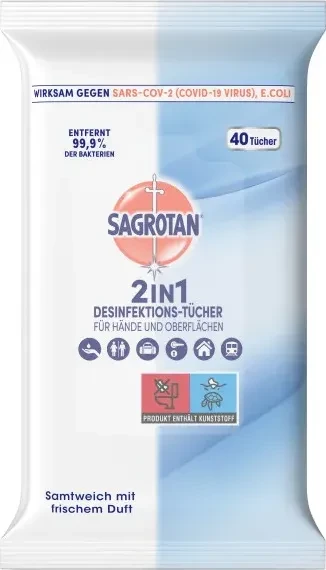Sagrotan 2in1 Hand-/Flächendesinfektionstücher, 40 Stück