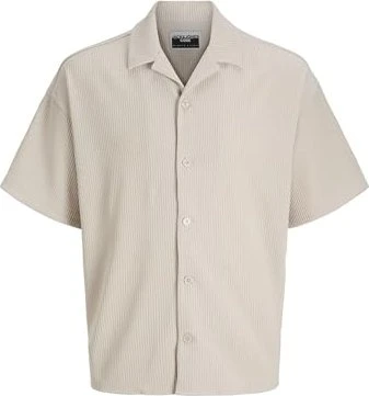 Jack & Jones Wide Fit Hemd kurzarm moonbeam (Herren)