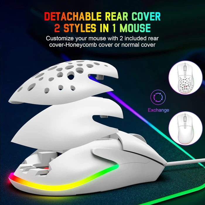 Ziyou Lang D19 RGB Gaming Mouse weiß, USB