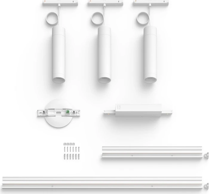Philips Hue White and Color Ambiance Basis Perifo Schienensystem für die Decke gerade mit 3 Pendelleuchten weiß