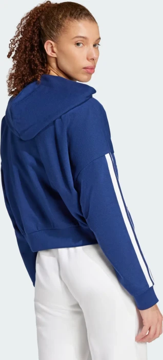 adidas Essentials 3-Streifen French Terry Quarter-Zip Hoodie dark blue/white (Damen)
