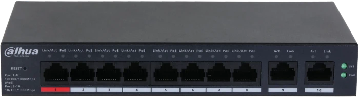 Dahua CS40 Desktop Gigabit Smart Switch, 10x RJ-45, 110W PoE++