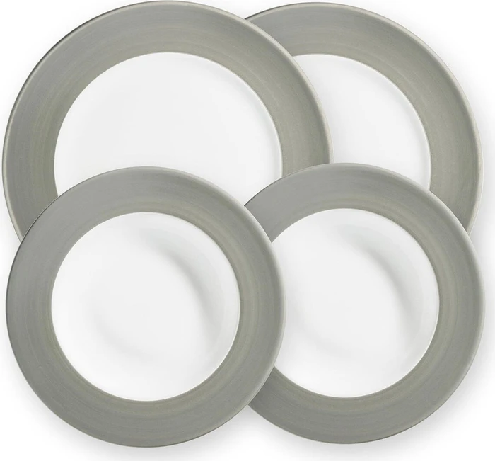 Gmundner Keramik Variation Grau Dinner für 2 Gourmet Tafelservice, 4-tlg.