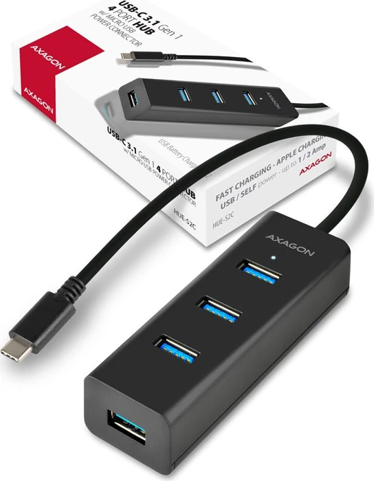 Axagon USB-Hub, 4x USB-A 3.0, USB-C 3.0 [Stecker]