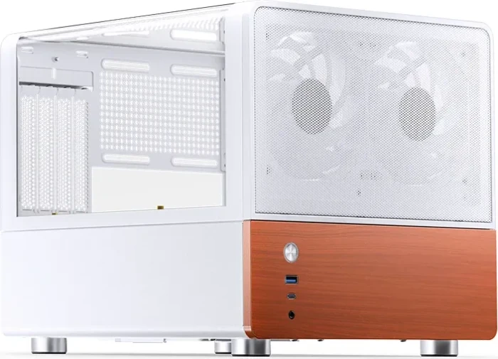 Jonsbo V12 White, weiß/braun, Glasfenster