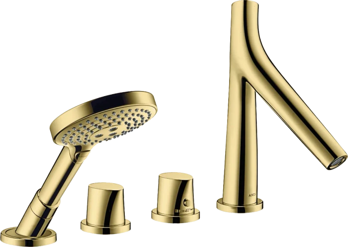 Hansgrohe Axor Starck Organic 4-Loch Fliesenrandarmatur mit Thermostat polished brass