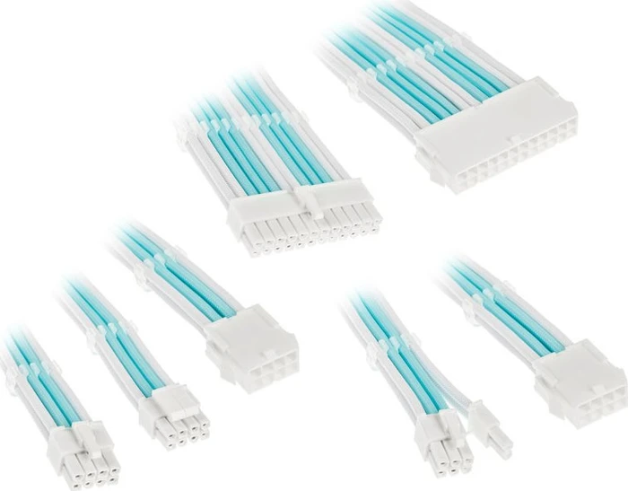 Kolink Core Adept Braided Cable Extension Kit, Brilliant White/Powder Blue