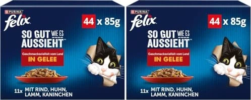 Purina Felix So gut wie es aussieht, Geschmacksvielfalt vom Land, 3.74kg (44x 85g)