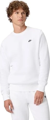 Nike Club Fleece Crew Sweatshirt weiß/schwarz (Herren)