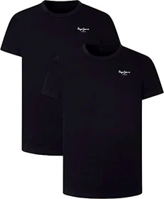 Pepe Jeans Stretch Baumwolle 2er-Pack T-Shirt kurzarm schwarz (Herren)