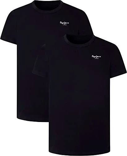 Pepe Jeans Stretch Baumwolle 2er-Pack T-Shirt kurzarm schwarz (Herren)